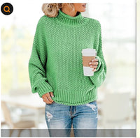 Solid Turtleneck Pullover Sweater Winter Fashion Casual Knitted Long-Sleeved Top Women's Clothing - KaleaBoutique.com