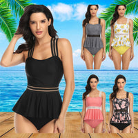Women's Peplum Swim Top and Briefs 2 PC Tankini Set - KaleaBoutique.com
