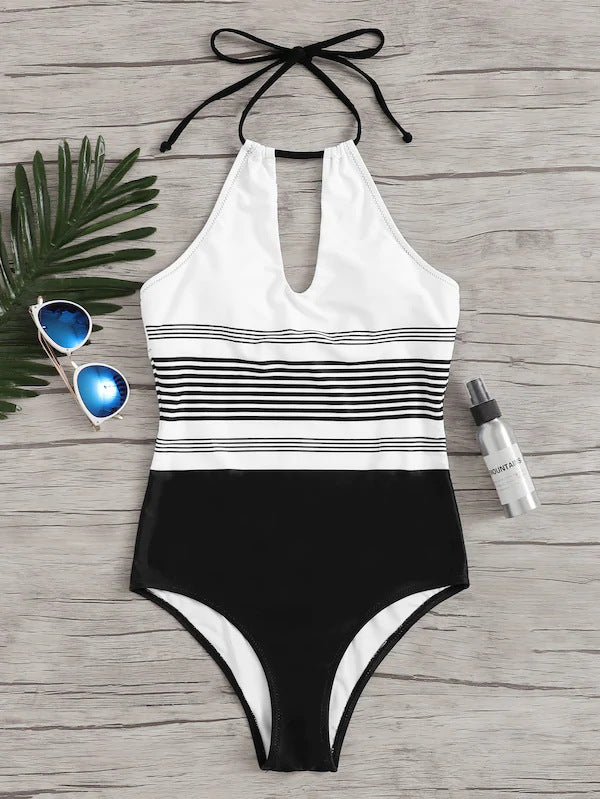 One-piece striped swimsuit - KaleaBoutique.com