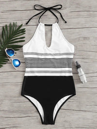 One-piece striped swimsuit - KaleaBoutique.com