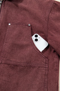Corduroy Collar Zipped Front Denim Jacket - KaleaBoutique.com