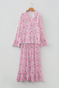 KaleaBoutique Stylish Christmas Print Ruffled Ribbed Shirt & Pants 2 Piece PJ Set - KaleaBoutique.com