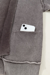 KaleaBoutique Stylish Mineral Wash Exposed Seam Patchwork Knit Open Sweater Cardigan - KaleaBoutique.com