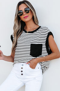 Chest Pocket Patch Round Neck Tank Top - KaleaBoutique.com