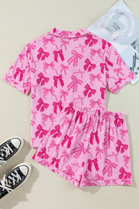 KaleaBoutique Stylish Bow Print Half Sleeve Shirt and Shorts Pajamas Set - KaleaBoutique.com