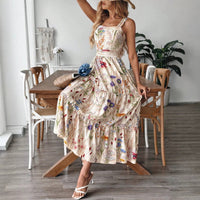 Plant And Floral Strap Maxi Dress - KaleaBoutique.com