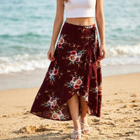 Women's Floral Tie-Waist Asymmetric Wrap Maxi Skirt - KaleaBoutique.com