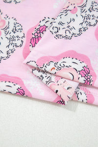 KaleaBoutique Comfortable Santa Claus Print V Neck Tee Drawstring Pants 2pcs Lounge Set - KaleaBoutique.com