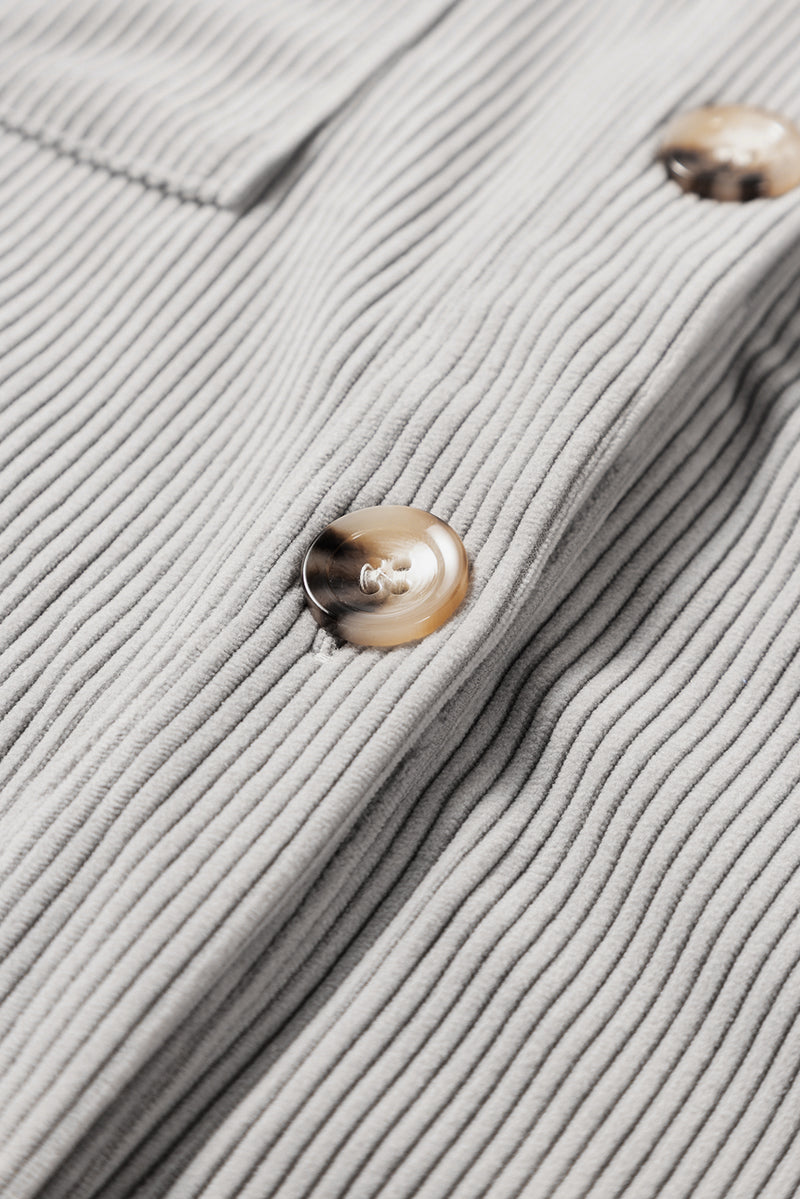 KaleaBoutique Hooded Drawstring Pockets Corduroy Shacket - KaleaBoutique.com