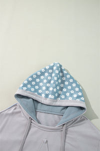 KaleaBoutique Floral Patchwork Star Pattern Drawstring Hoodie - KaleaBoutique.com