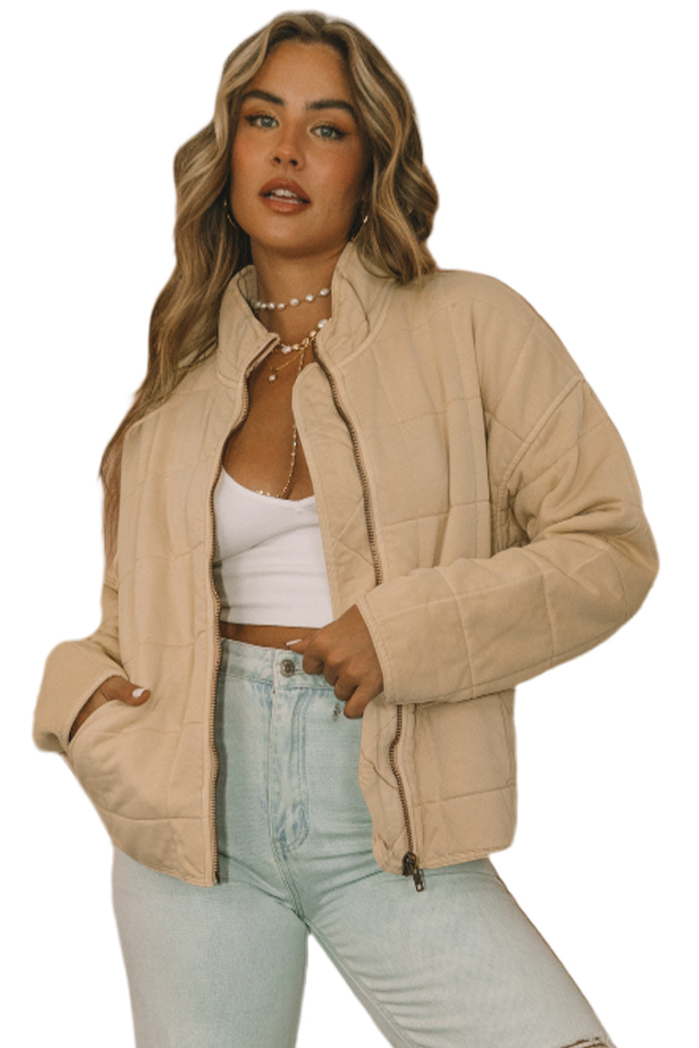 Zip-Up Pocket Quilted Jacket - KaleaBoutique.com