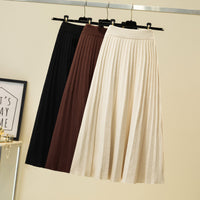 Women's Pleated Knit A-Lined Flared Midi Skirt - KaleaBoutique.com
