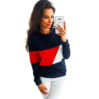 Women's Round-Neck Color Block Long-Sleeve Pullover Top - KaleaBoutique.com