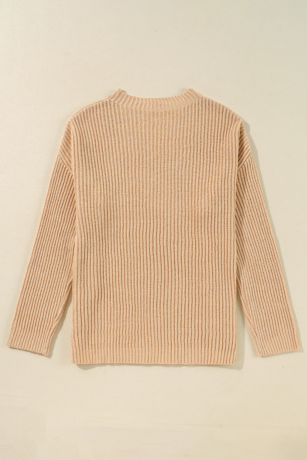 Cable Knit Drop Shoulder Side Slits Loose Sweater - KaleaBoutique.com