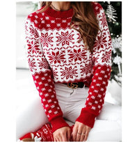 Women's Reindeer Snowflake and Heart Christmas Pullover Sweater - KaleaBoutique.com