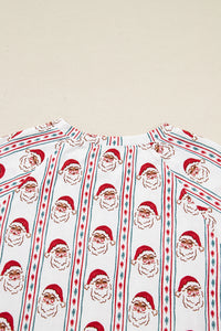 KaleaBoutique Stylish Father Christmas Striped Print Contrast Drawstring Lounge Pant Set - KaleaBoutique.com
