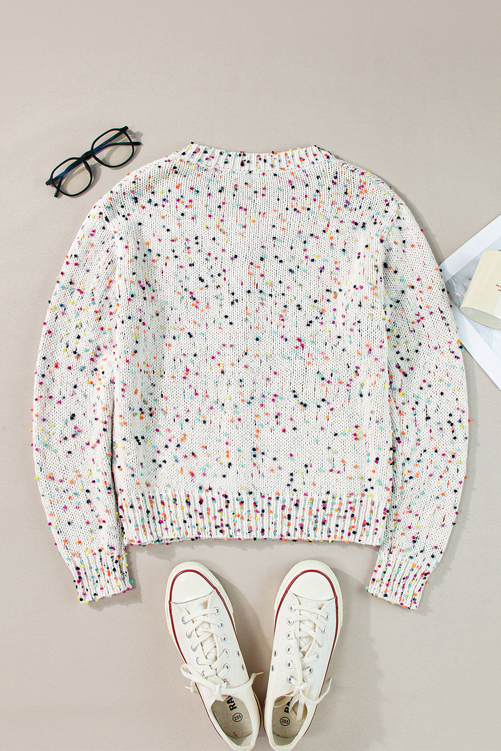 KaleaBoutique Rhinestone Decor Multicolor Confetti Sweater Cardigan - KaleaBoutique.com