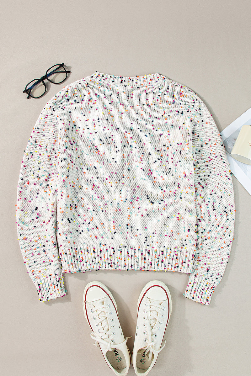 KaleaBoutique Rhinestone Decor Multicolor Confetti Sweater Cardigan - KaleaBoutique.com