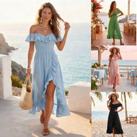 Women's Off-Shoulder Ruffle-Trim High-Low Maxi Dress - KaleaBoutique.com