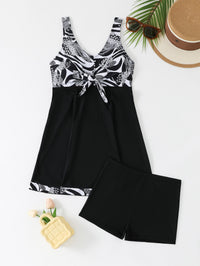 Women's Tie-Front Skirted Tankini Set with Swim Shorts - KaleaBoutique.com