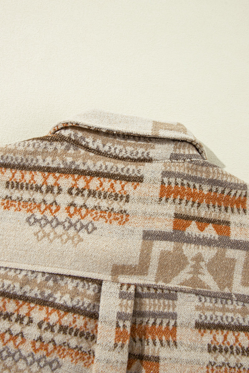 KaleaBoutique Aztec Geometric Print Pockets Plus Size Jacket - KaleaBoutique.com