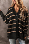Buttoned V Neck Drop Shoulder Loose Cardigan - KaleaBoutique.com