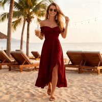 Women's Off-Shoulder Ruffle-Trim High-Low Maxi Dress - KaleaBoutique.com
