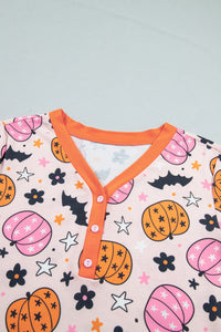 KaleaBoutique Stylish Halloween Pumpkin Print Long Sleeve Home Wear Lounge Set - KaleaBoutique.com