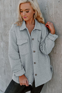 Retro Quilted Flap Pocket Button Shacket - KaleaBoutique.com