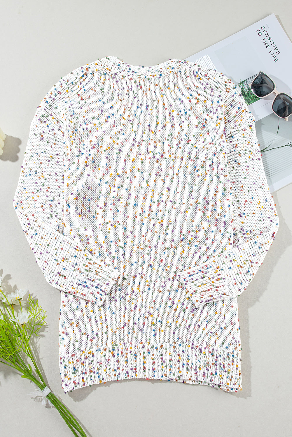 Confetti Rib Knit Long Sleeve Cardigan - KaleaBoutique.com