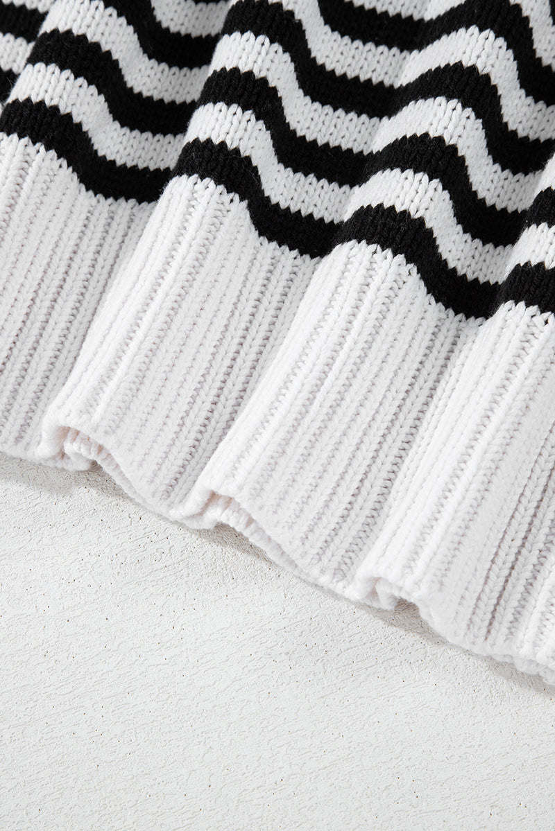 KaleaBoutique Stylish Striped Drop Shoulder Bishop Sleeve Knit Sweater - KaleaBoutique.com
