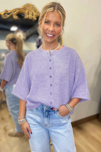 KaleaBoutique Comfortable 3/4 Sleeve Boxy Knit Button Down Sweater Cardigan - KaleaBoutique.com