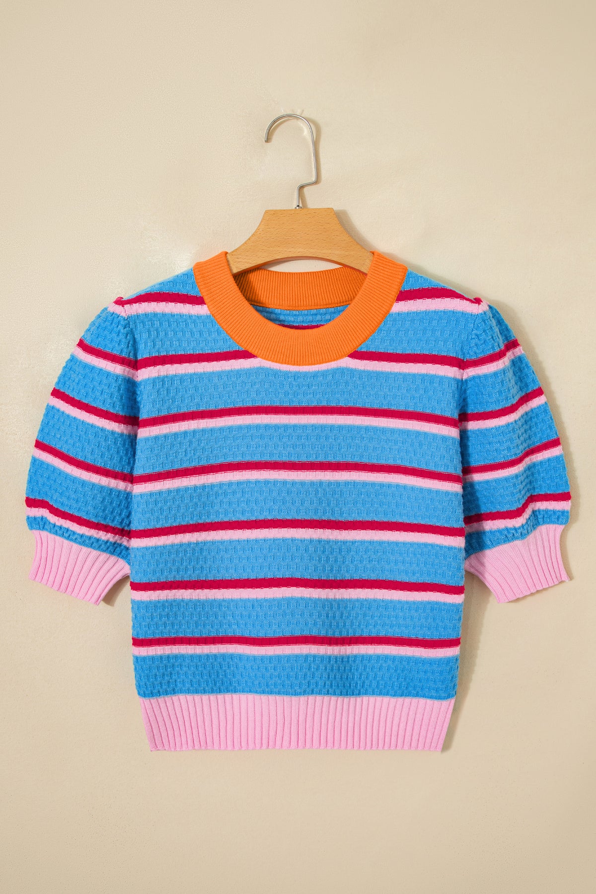 KaleaBoutique Comfortable Colorblock Trim Half Sleeve Sweater Top - KaleaBoutique.com