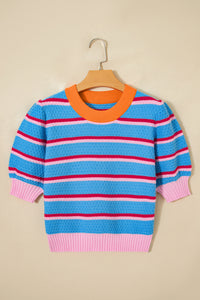 KaleaBoutique Comfortable Colorblock Trim Half Sleeve Sweater Top - KaleaBoutique.com