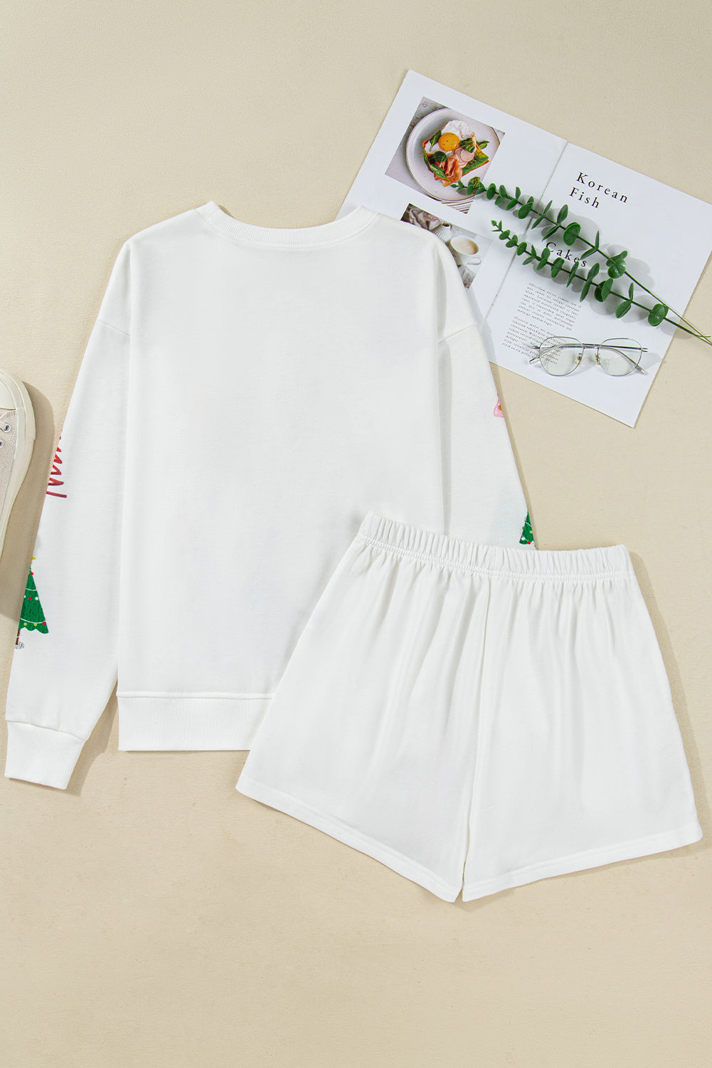 KaleaBoutique Stylish Multi Christmas Tree Long Sleeve Top and Shorts 2pcs Lounge Set - KaleaBoutique.com