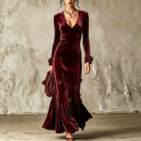 V-neck Sheath Skirt Figure-hugging And Elegant Fishtail Dress - KaleaBoutique.com