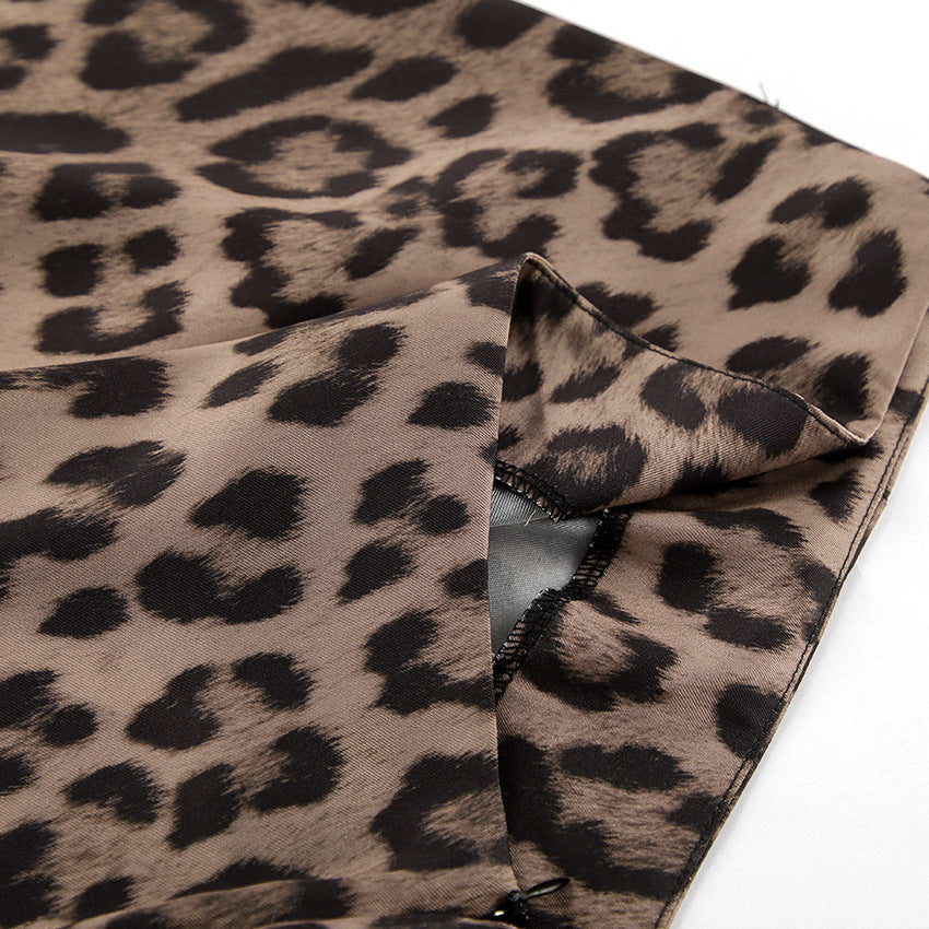 Women's Leopard Print Mermaid Maxi Skirt