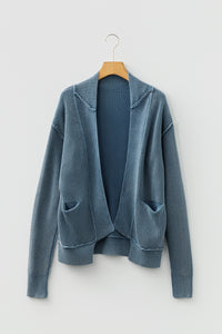 KaleaBoutique Stylish Mineral Wash Exposed Seam Patchwork Knit Open Sweater Cardigan - KaleaBoutique.com