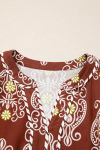 Floral Print Belted Striped Trim Tiered Maxi Dress - KaleaBoutique.com