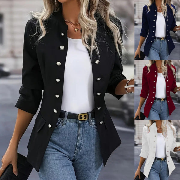 KaleaBoutique Women's Double-Breasted Stand-Collar Jacket - KaleaBoutique.com