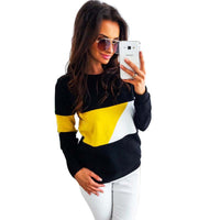 Women's Round-Neck Color Block Long-Sleeve Pullover Top - KaleaBoutique.com