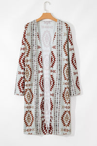 KaleaBoutique Stylish Western Aztec Printed Open Front Long Cardigan - KaleaBoutique.com