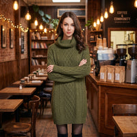 Women's Cable-Knit Turtleneck Sweater Dress - KaleaBoutique.com