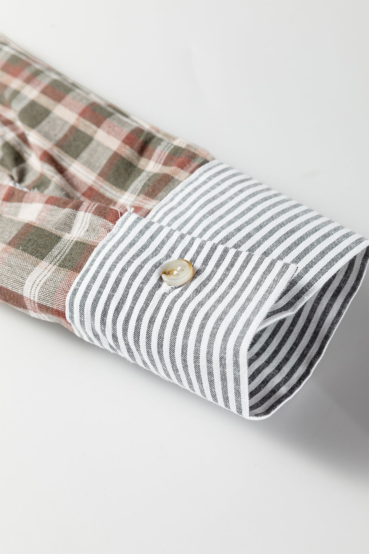 KaleaBoutique Stylish Plaid Print Striped Patchwork Single Chest Pocket Buttoned Shirt - KaleaBoutique.com
