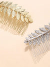 Silver or Gold Leaf Hair Comb, Boho Wedding Small Roman Style Hairpiece, Bridal Gold Metal Hair Piece - KaleaBoutique.com