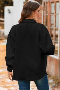 Cable Texture Puff Sleeve Loose Shacket - KaleaBoutique.com
