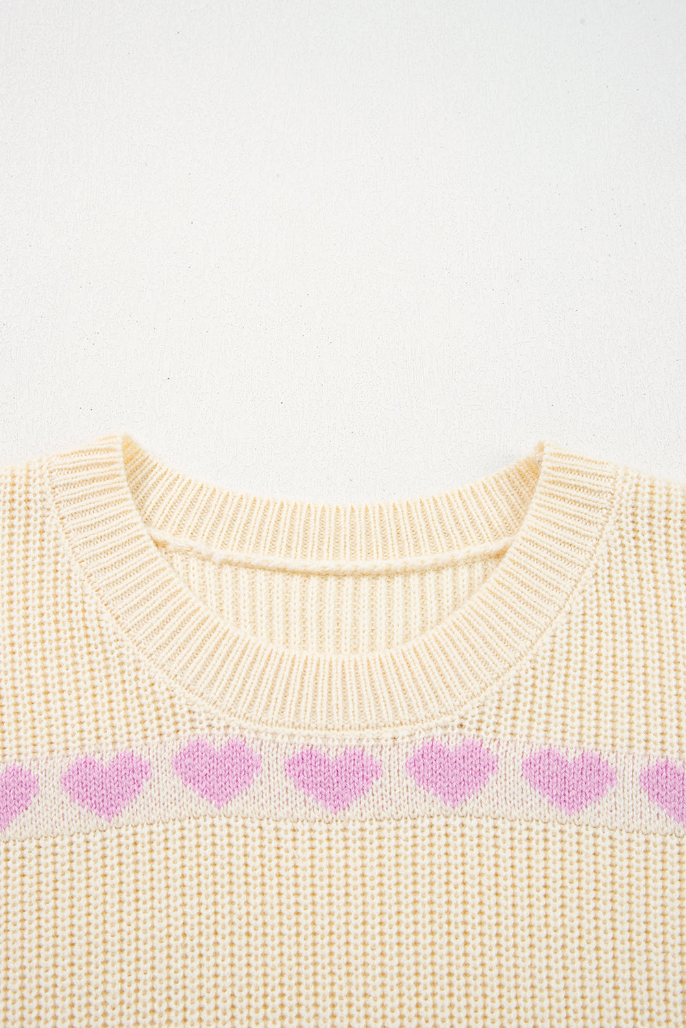 Heart Pattern Valentine Ribbed Knit Sweater - KaleaBoutique.com