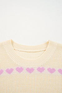 Heart Pattern Valentine Ribbed Knit Sweater - KaleaBoutique.com