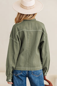 Patched Pocket Collared Button Front Boyfriend Denim Jacket - KaleaBoutique.com