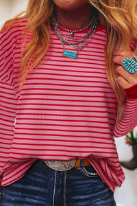 KaleaBoutique Stylish New Textured Round Neck Drop Shoulder Long Sleeve T Shirt - KaleaBoutique.com